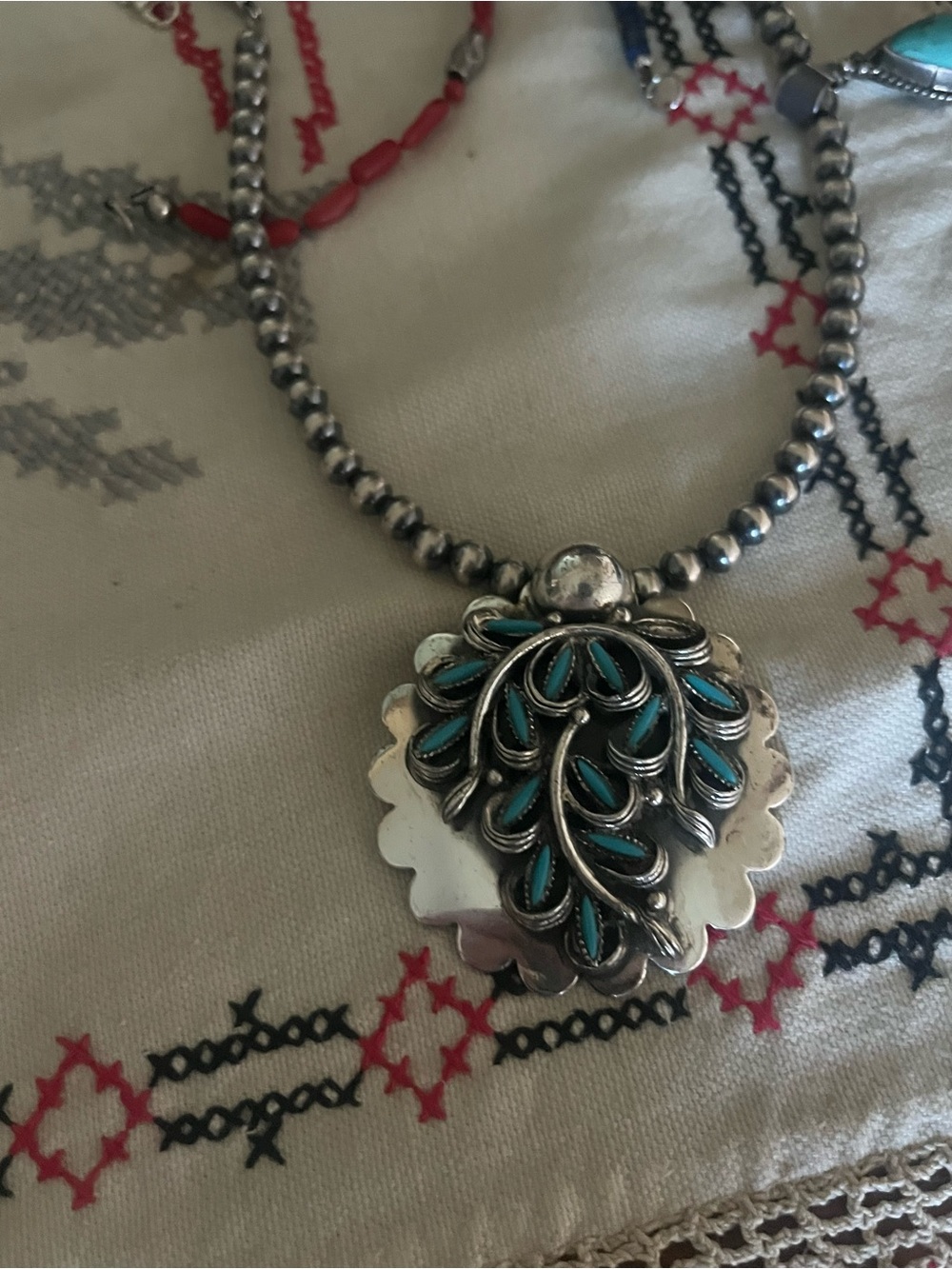 Turquoise needle point Pendant only - Women Jewelry